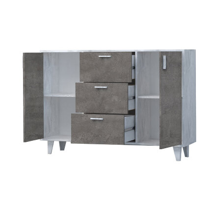 Комод с 3мя ящиками и 2 дверями на ножках К-2 ЭГО, бетон/камень 