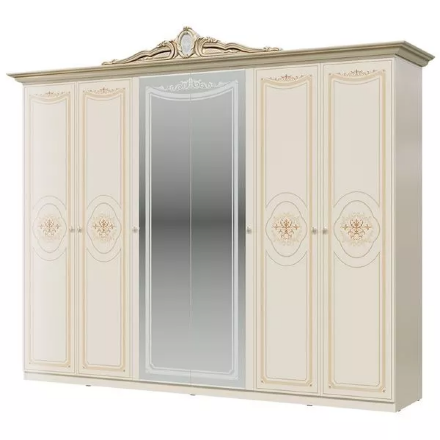 Шкаф 6-ти дверный СГ-03 Грация, Слоновая кость ​ 