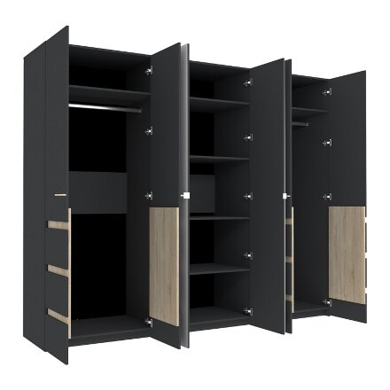 Шкаф для одежды и белья 6-створчатый 7 Анона, Антрацит 