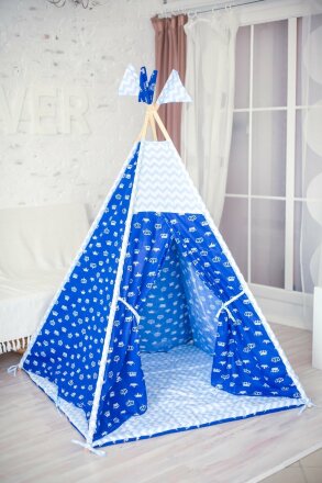 Детский вигвам игровой, синие короны 