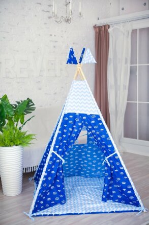 Детский вигвам игровой, синие короны 