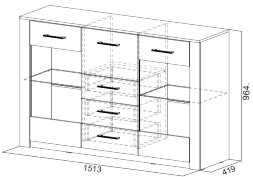 Комод 3 ящика двухстворчатый Гамма 20 (серия 4)