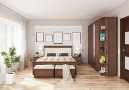 Шкаф 2-х створчатый с зеркалом Ливорно ЛШ-23, орех донской 