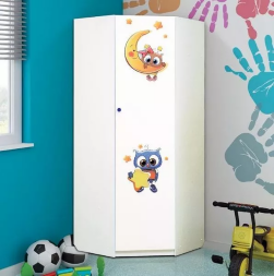 Шкаф угловой с фотопечатью Совята 2.1