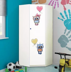 Шкаф угловой с фотопечатью Совята 2.2