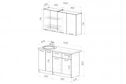 Кухонный гарнитур Дюна медиум, 140 см