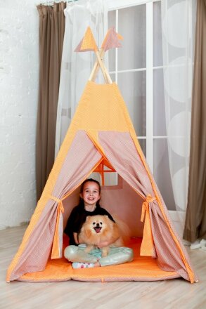 Детский вигвам игровой, розовый горох 