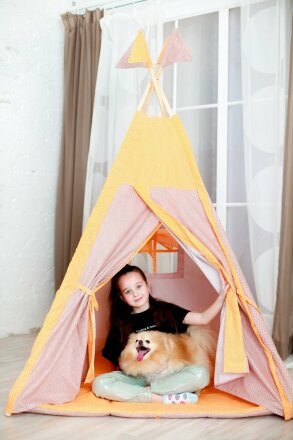 Детский вигвам игровой, розовый горох 