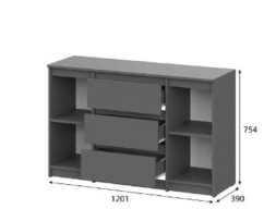 Комод 3 ящика двухстворчатый Денвер
