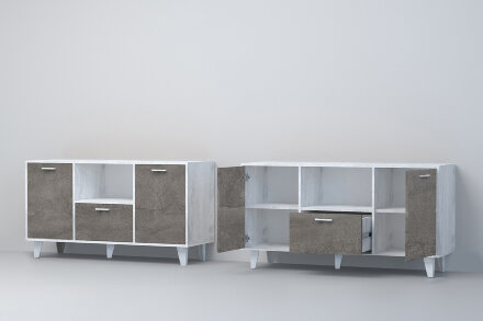 Тумба с 2мя дверями и 1 ящиком на ножках Т-2 ЭГО, бетон/камень 