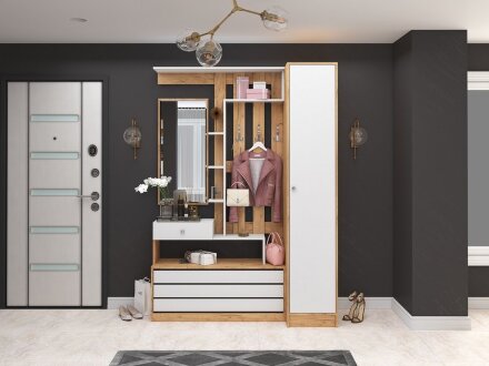 Шкаф Ямайка, крафт золотой / белый  