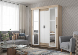 Шкаф-купе Victor с зеркалами, сонома/белый