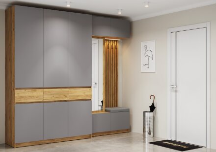 Шкаф трехстворчатый ШК-002 Бостон ЛДСП, дуб крафт/серый шифер  