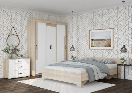 Модульная спальня Victor 2, сонома/белый  