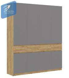 Шкаф четырехстворчатый ШК-004 Бостон ЛДСП, дуб крафт/серый шифер 