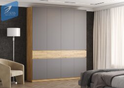 Шкаф четырехстворчатый ШК-004 Бостон ЛДСП, дуб крафт/серый шифер 