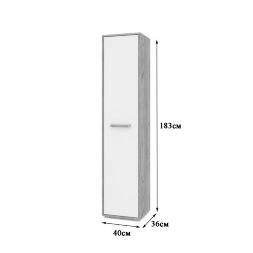Пенал 400 Флорида, Белый, Серый дуб
