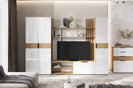 Гостиная Роджина дуб крафт / белый глянец 