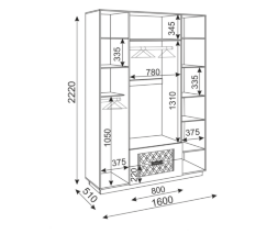 Шкаф 4х-створчатый с ящиками Тиффани