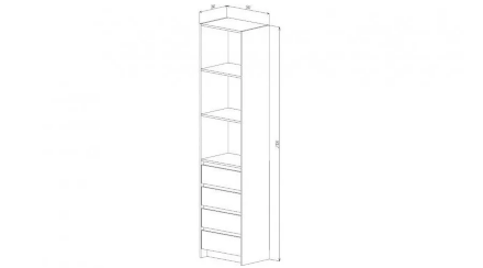 Стеллаж 4 ящика Бостон, дуб Вотан 