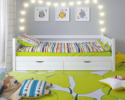 Детская кровать Сонечка с задней защитой и ящиками 
