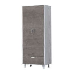 Шкаф с 2 дверями и 1 ящиком на ножках Шк-1 ЭГО, бетон/камень
