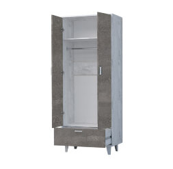 Шкаф с 2 дверями и 1 ящиком на ножках Шк-1 ЭГО, бетон/камень