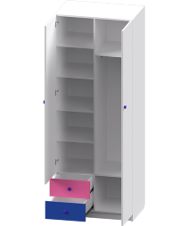 Шкаф 2-х дверный с ящиками комбинированный и фотопечатью Совята 2.1 
