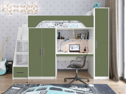 Кровать-чердак Тея винтерберг-олива 