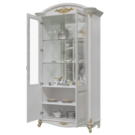 Шкаф-витрина 2-х дверный Да Винчи, Белый 