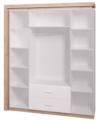 Шкаф для одежды с ящиками 4-х дверный с зеркалом Люмен №16