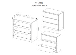 Комод Мори МК 800.1/3 графит
