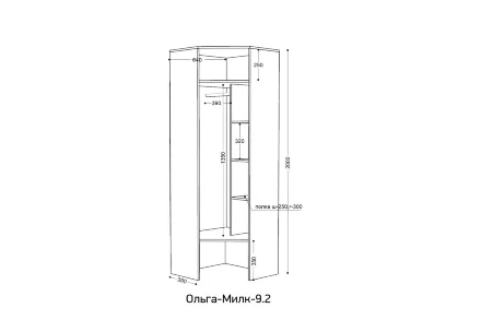 Шкаф угловой с зеркалом Ольга Милк 9.2 