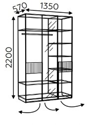 Шкаф трехдверный с зеркалом Моника 