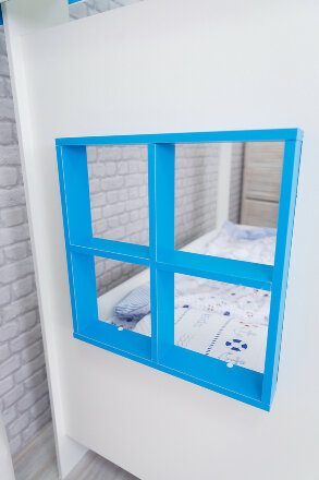 Кровать Теремок, белый-лазурь  