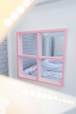 Кровать Теремок белый-розовый  