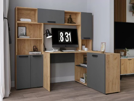 Полка навесная 1200 Квартет-13, Дуб крафт золотой/Графит 