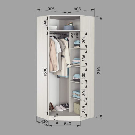 Шкаф угловой Азалия с зеркалом 