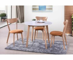 Стол обеденный BOSCO (Боско), белый/бук натуральный