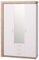 Шкаф для одежды с ящиками 3-х дверный с зеркалом Люмен №15