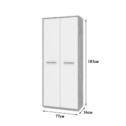 Шкаф 2-х дверный Флорида, Белый, Серый дуб