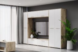 Тумба ТВ 1600 Флорида, Белый, Серый дуб