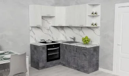 Модульная кухня АТР, цемент светлый/цемент темный (150х170 см) 