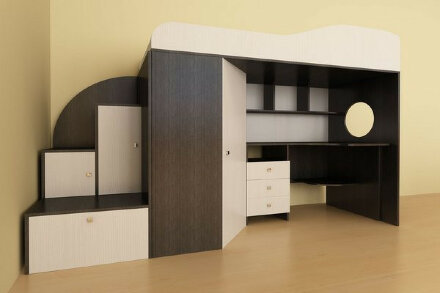 Кровать-чердак Кадет 1, Венге/Дуб  