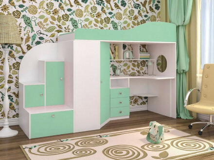 Кровать-чердак Кадет 1, Венге/Дуб  