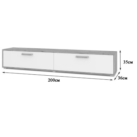 Тумба ТВ 2000 Флорида, Белый, Серый дуб 