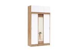 Шкаф-купе с антресолью Роджина дуб крафт / белый глянец 