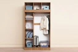 Шкаф-купе с антресолью Роджина дуб крафт / белый глянец 