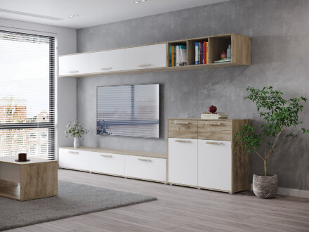 Тумба ТВ 2382 Флорида, Белый, Серый дуб 