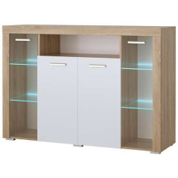 Комод-витрина Орландо, Сонома-Белый глянец